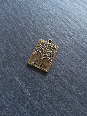 2 or 10 Antique Bronze Tree Pendants 32x22mm