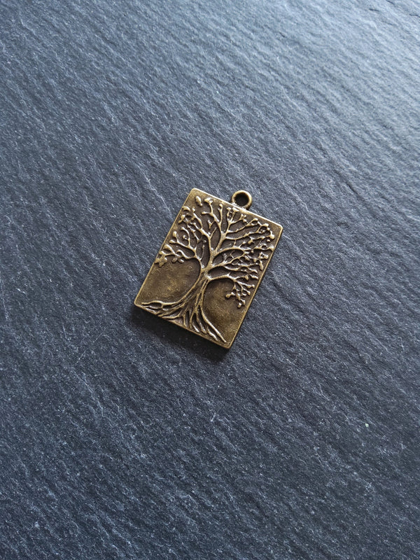 2 or 10 Antique Bronze Tree Pendants 32x22mm