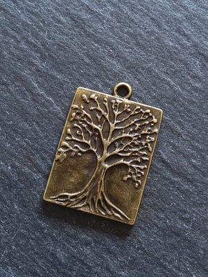 2 or 10 Antique Bronze Tree Pendants 32x22mm