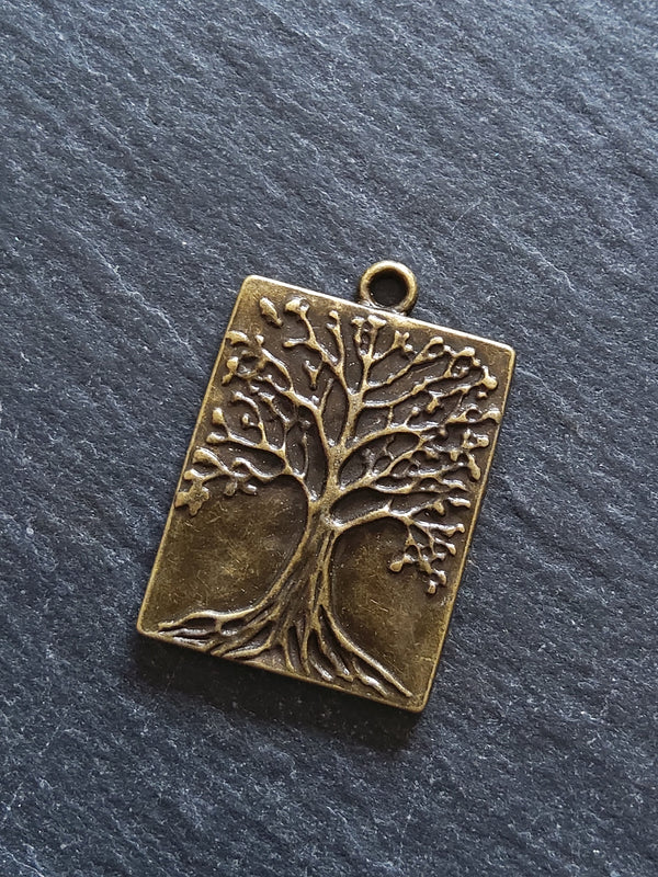 2 or 10 Antique Bronze Tree Pendants 32x22mm