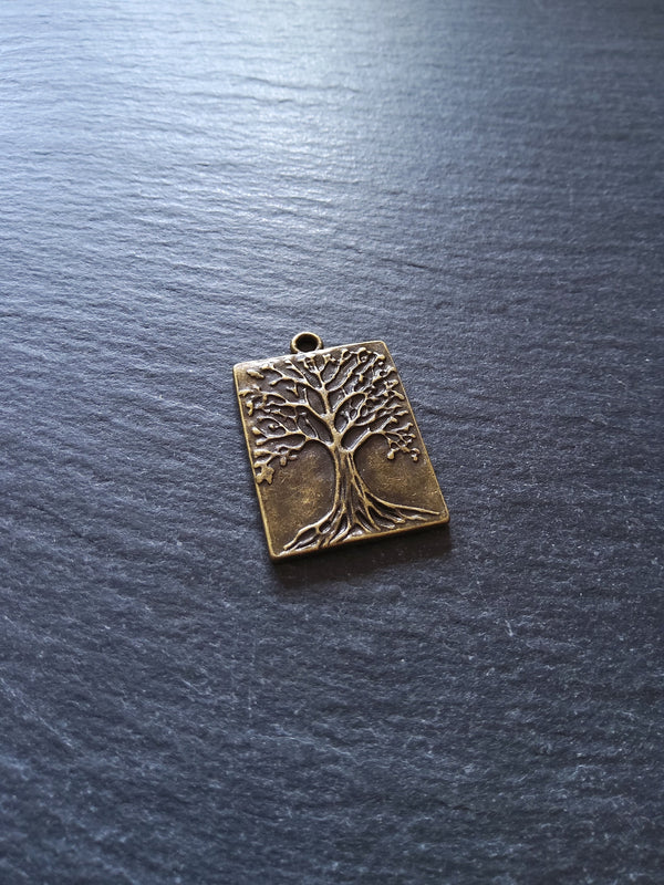 2 or 10 Antique Bronze Tree Pendants 32x22mm