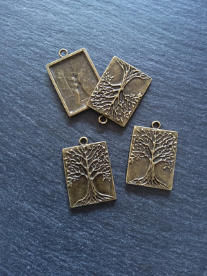 2 or 10 Antique Bronze Tree Pendants 32x22mm