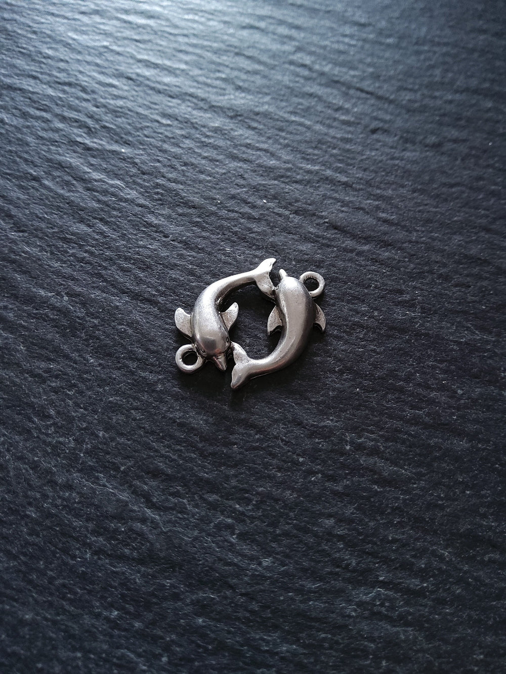 2 or 10 Dolphin Connector Charms Antiqued Sterling Silver Plated 14x21x3mm Nickel FREE