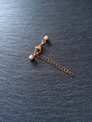 Rose Gold Stainless Steel End Cap Sets for 3mm Cord with Extender Chain (3.5mm caps)