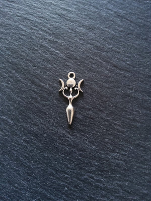 6 or 30 Triple Moon Goddess Charms Silver Tone Alloy 27x13mm