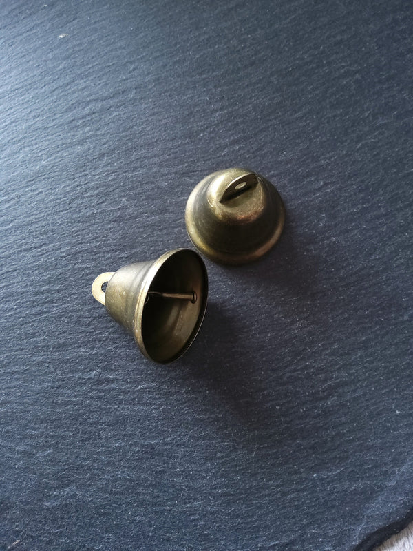 5 or 25 Large Antique Bronze Tone Iron Bells 36 Long x 38mm Diameter