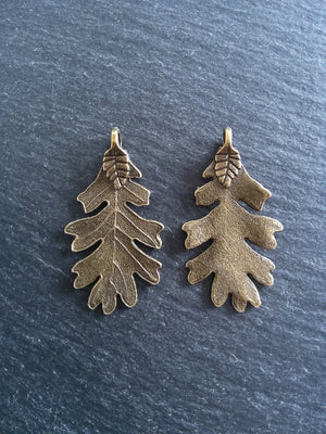 4 or 20 Large Oak Leaf Pendants Antique Bronze Tone 48x26mm