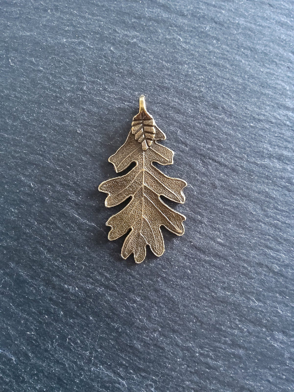 4 or 20 Large Oak Leaf Pendants Antique Bronze Tone 48x26mm