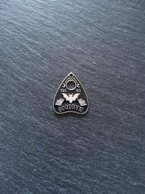 4 or 20 Silver Tone Ouija Bat Planchette Charms with Black Enamel 26x22mm