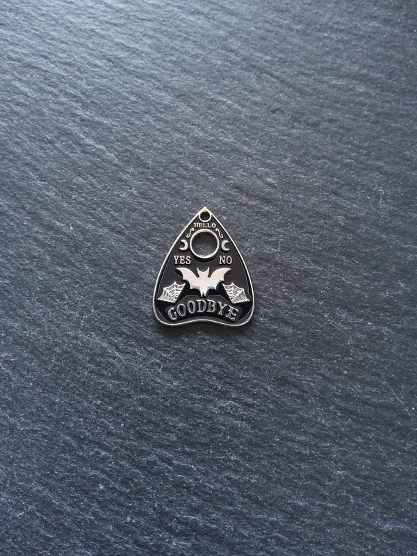 4 or 20 Silver Tone Ouija Bat Planchette Charms with Black Enamel 26x22mm