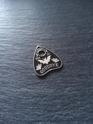 4 or 20 Silver Tone Ouija Bat Planchette Charms with Black Enamel 26x22mm