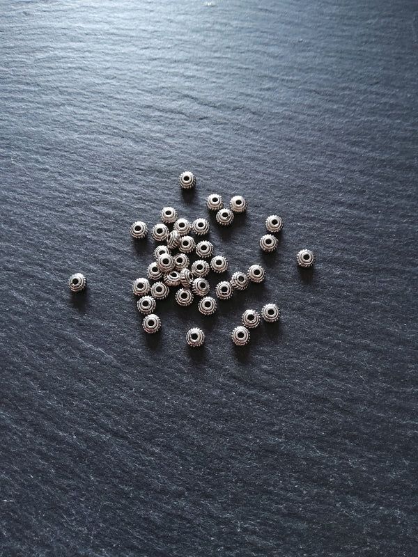 100 or 500 Wheel Spacer Beads 5mm Diameter Antique Silver Tone Alloy 5x3mm Hole: 1.1mm