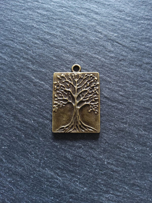 2 or 10 Antique Bronze Tree Pendants 32x22mm
