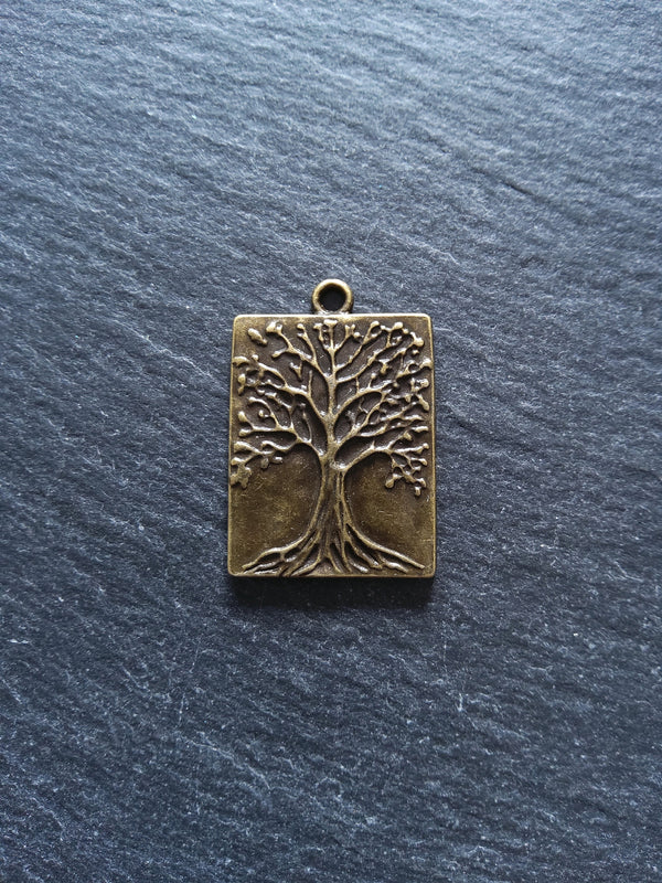 2 or 10 Antique Bronze Tree Pendants 32x22mm