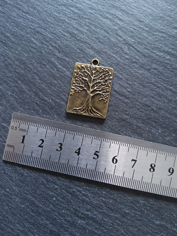 2 or 10 Antique Bronze Tree Pendants 32x22mm