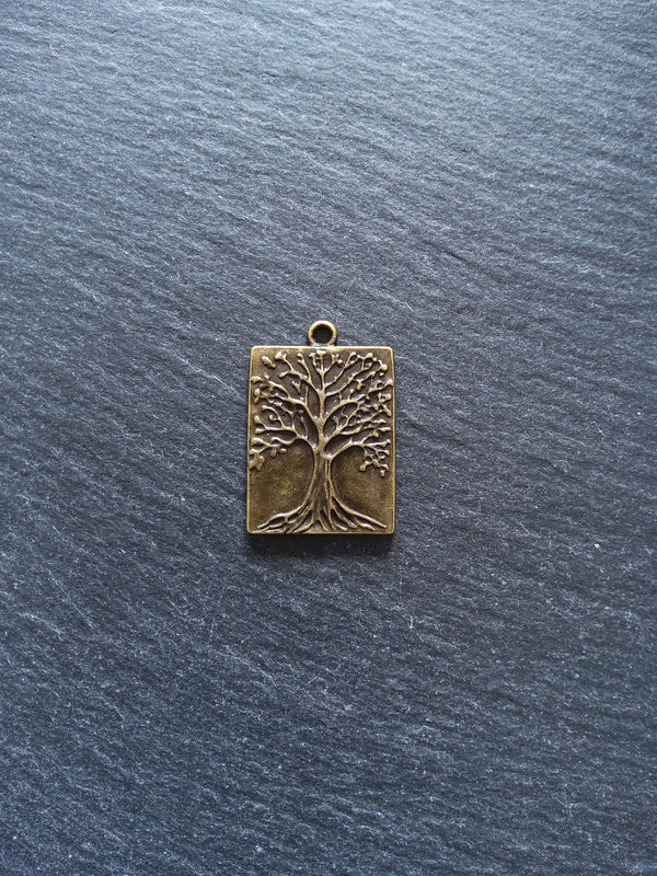 2 or 10 Antique Bronze Tree Pendants 32x22mm