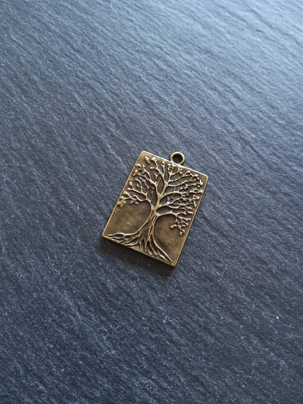 2 or 10 Antique Bronze Tree Pendants 32x22mm