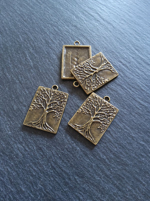 2 or 10 Antique Bronze Tree Pendants 32x22mm