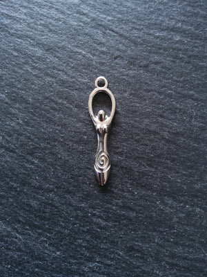 10 or 50 Silver Tone Spiral Goddess Long Pendants Charms 33x9mm