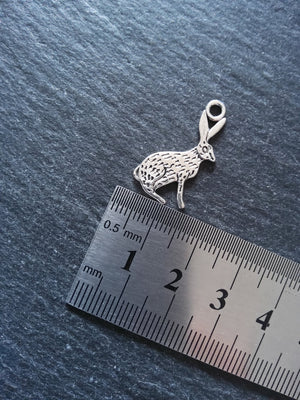 8 or 40 Rabbit Hare Charms Silver Tone Alloy Flat 26x14mm