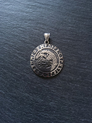 Large Round Celtic Beast Pendant Stainless Steel 43x38mm