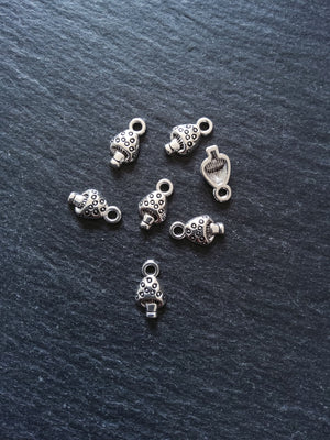 20 or 100 Little Mushroom Toadstool Charms Antique Silver Tone 13x7mm