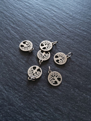6 or 30 Stainless Steel Tree of Life Charms 12x10mm