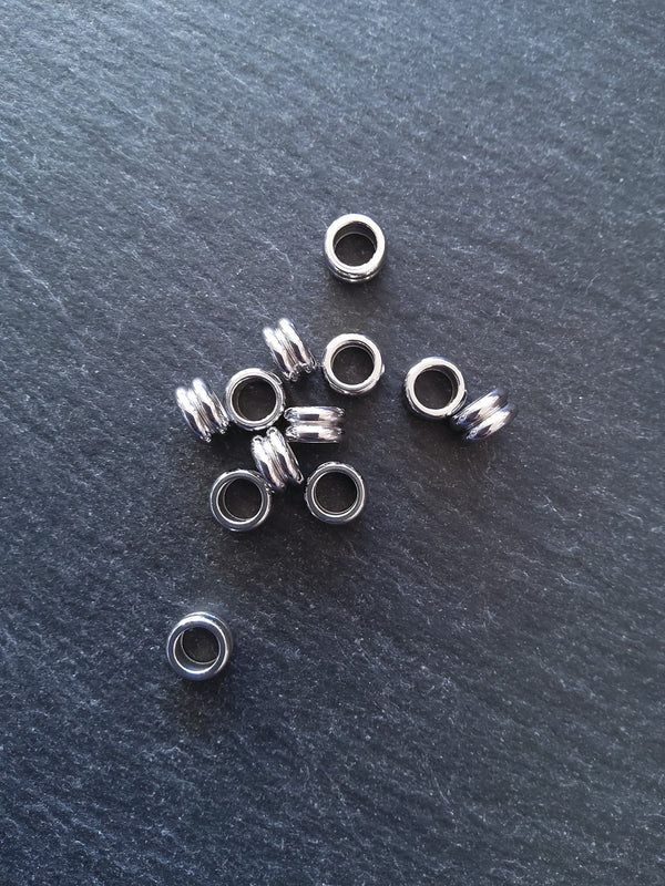 10 or 50 Stainless Steel 8mm Solid Round Macaron Spacer Beads 8x4mm. Hole: 5mm