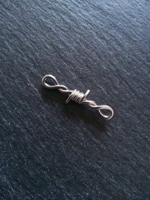 8 or 40 Long Barbed Wire Connector Charms Antique Silver Tone Alloy 34x10mm