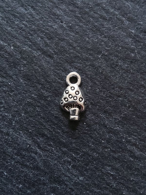 20 or 100 Little Mushroom Toadstool Charms Antique Silver Tone 13x7mm