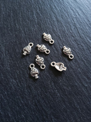 20 or 100 Little Mushroom Toadstool Charms Antique Silver Tone 13x7mm