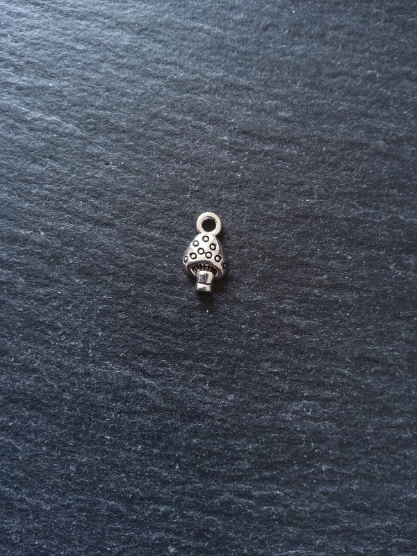20 or 100 Little Mushroom Toadstool Charms Antique Silver Tone 13x7mm