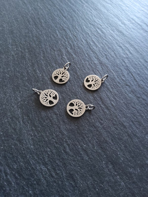 6 or 30 Stainless Steel Tree of Life Charms 12x10mm