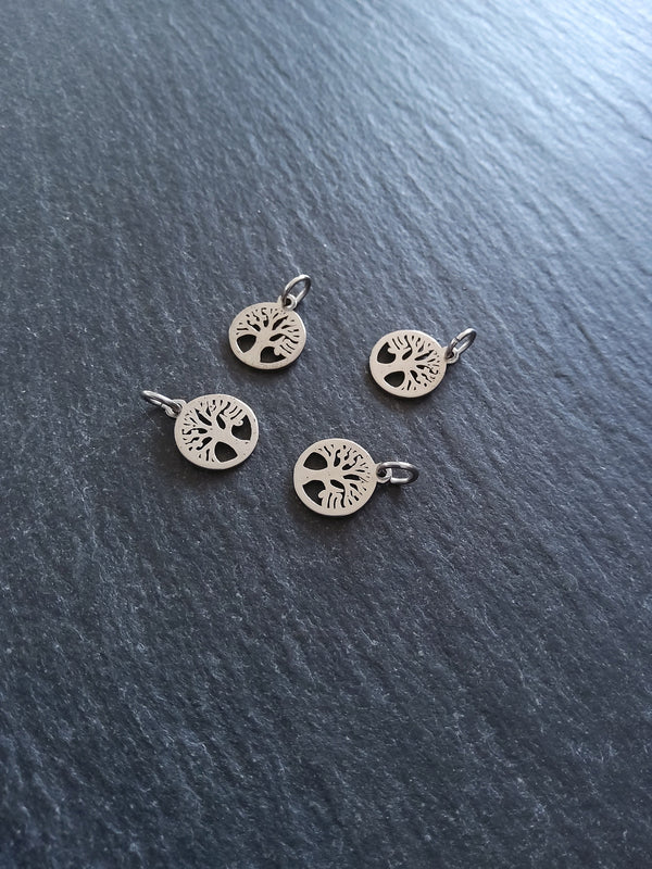 6 or 30 Stainless Steel Tree of Life Charms 12x10mm
