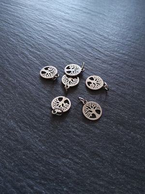6 or 30 Stainless Steel Tree of Life Charms 12x10mm