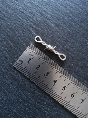 8 or 40 Long Barbed Wire Connector Charms Antique Silver Tone Alloy 34x10mm