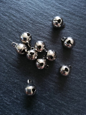 20 or 100 Antique Silver Tone 10mm Brass Bells Bell Charms 13x10mm