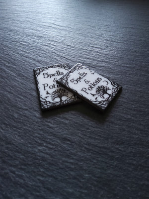 2 or 10 Spells & Potions Charms White and Black Acrylic 36x26x2.2mm