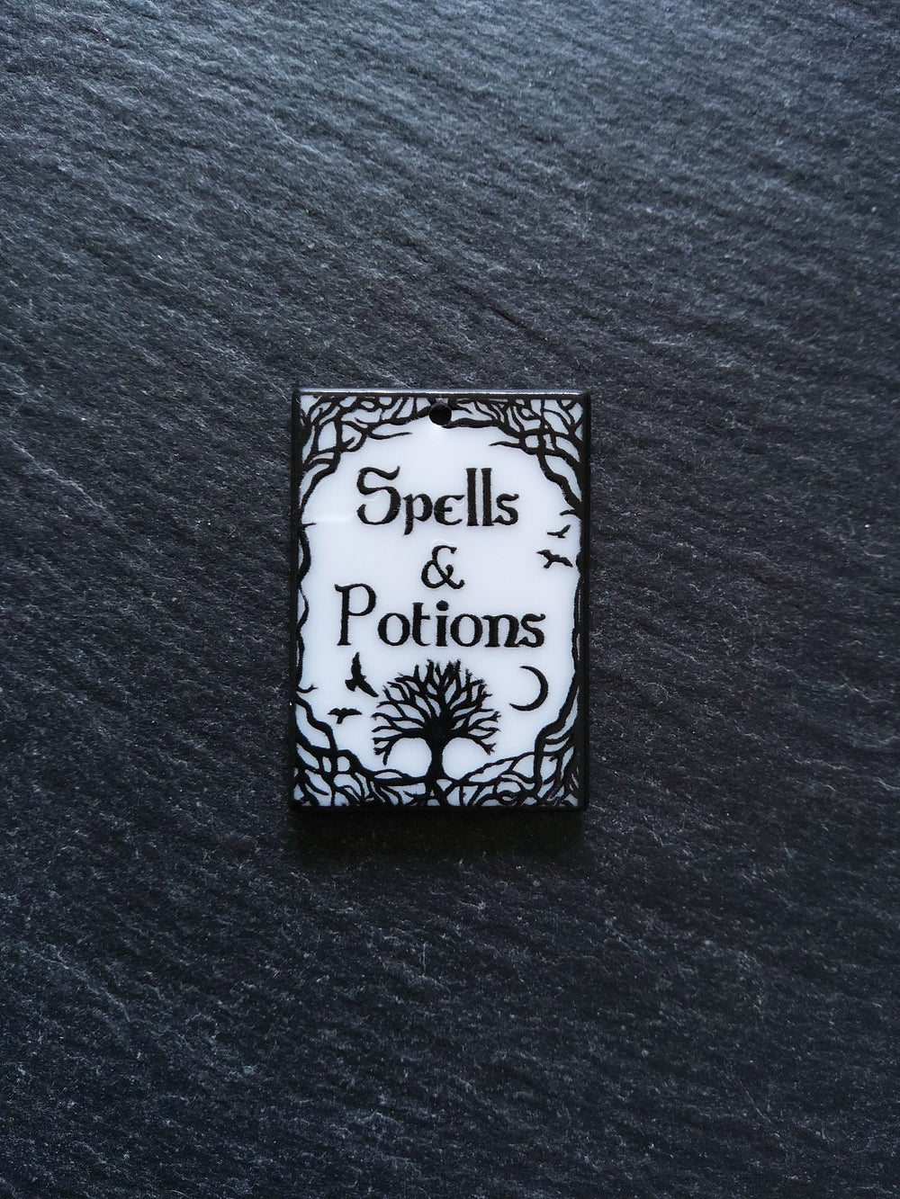 2 or 10 Spells & Potions Charms White and Black Acrylic 36x26x2.2mm