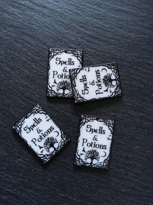 2 or 10 Spells & Potions Charms White and Black Acrylic 36x26x2.2mm