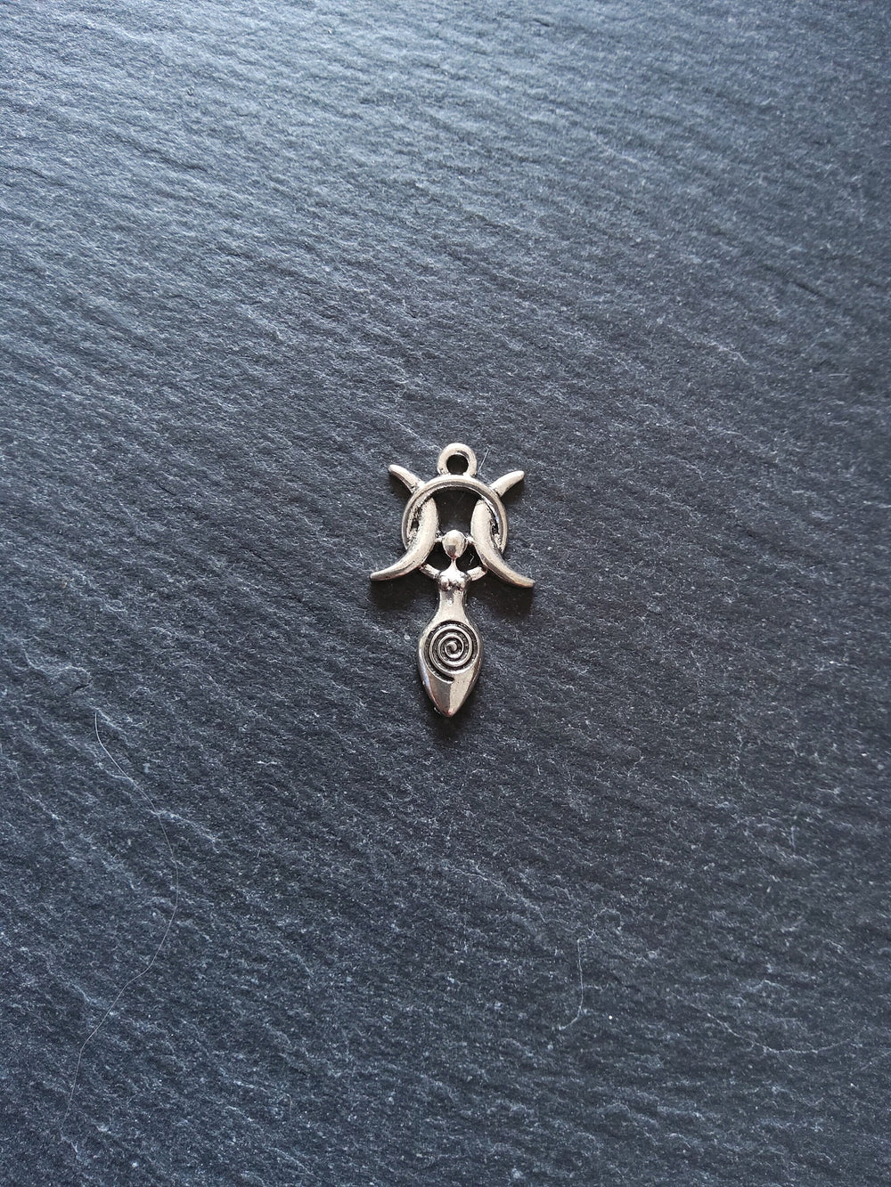 6 or 30 Triple Moon Spiral Goddess Charms Silver Tone Alloy 27x17mm