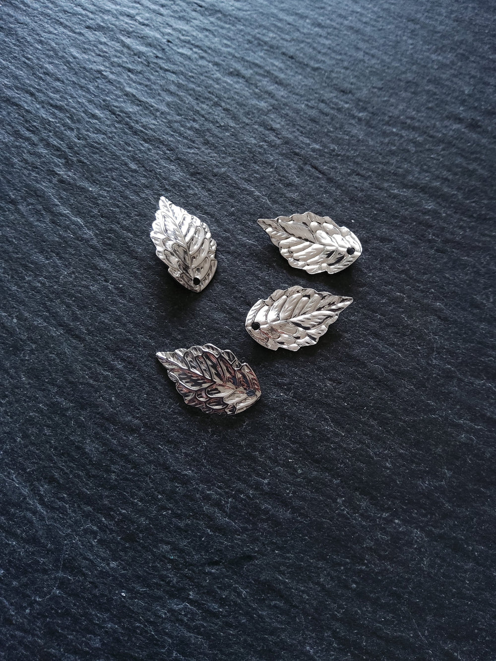 20 or 100 Stainless Steel Leaf Charms 17x10x1mm