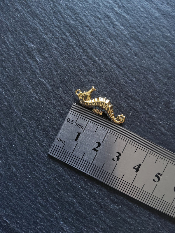 2 or 10 Seahorse Charms Gold Stainless Steel 26x10x4mm