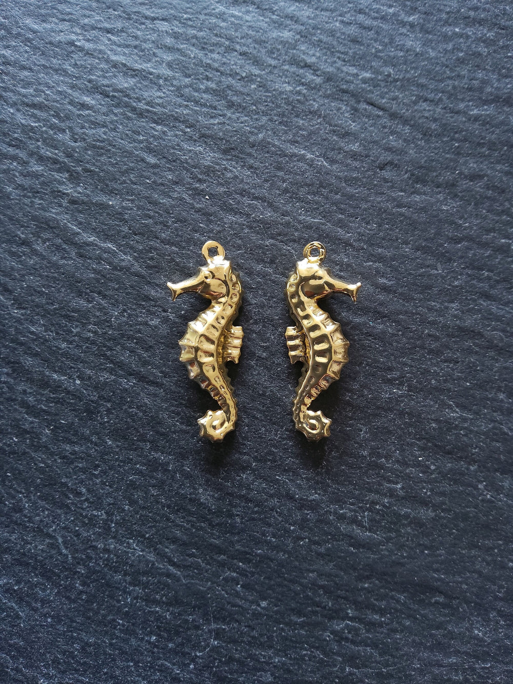 2 or 10 Seahorse Charms Gold Stainless Steel 26x10x4mm