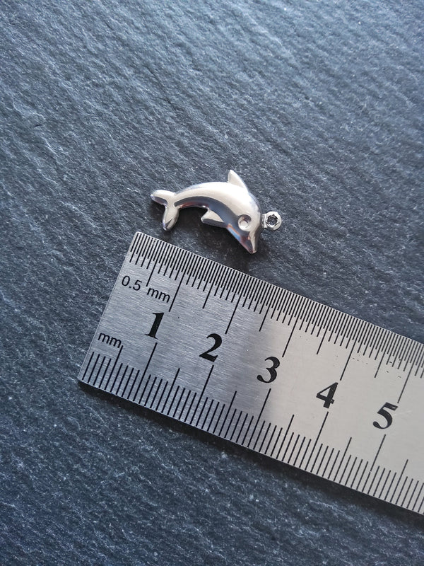10 or 50 Dolphin Charms Stainless Steel 22x14x3mm