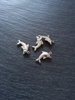 10 or 50 Dolphin Charms Stainless Steel 22x14x3mm