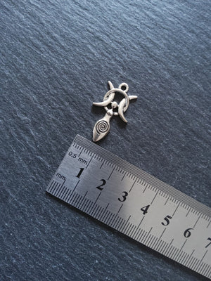 6 or 30 Triple Moon Spiral Goddess Charms Silver Tone Alloy 27x17mm