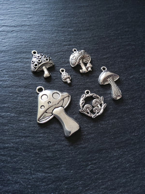 The Mushroom Collection Charms Antique Silver Tone Alloy Pack of 6