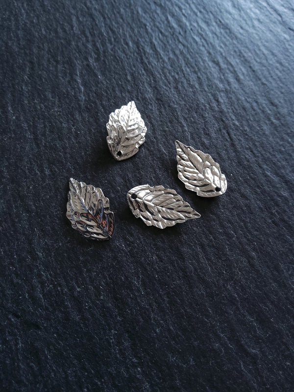 20 or 100 Stainless Steel Leaf Charms 17x10x1mm