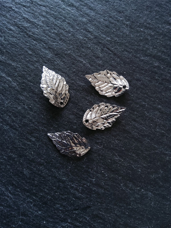 20 or 100 Stainless Steel Leaf Charms 17x10x1mm